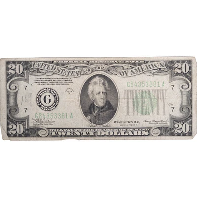 1934 $20 Green Seal Federal Reserve Note Chicago Nice VG - Image 1 of 2