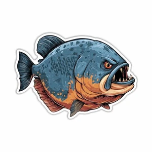 Piranha, Sticker, Peel N' Stick, Different Sizes - Picture 1 of 8
