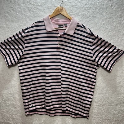 Polo de golf Ping para hombre XXL azul rosa logotipo a rayas manga corta preppy oficina Foto 1 de 4