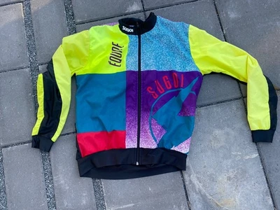 复古 90 年代 Sugoi FLOURESCENT 骑行夹克风衣,尺寸 L — 第 1/4 张图片