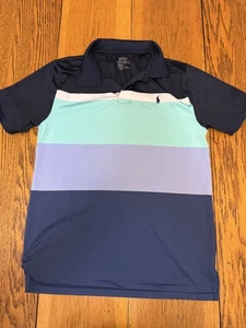 Polo Ralph Lauren Polo Shirt Mens XL Navy Blue Aqua Colorblock Performance Golf - Picture 1 of 7