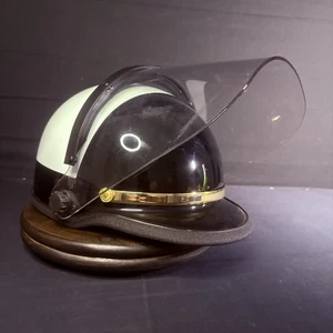 Vintage Police Riot Motorradhelm schwarz & weiß Größe 6 7/8 mit Z87 Gesichtsschutz - Bild 1 von 23