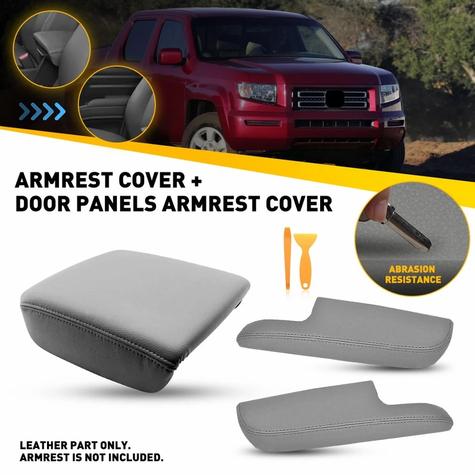Panel de puerta para Honda Ridgeline 2006-14 + tapa de consola reposabrazos cubierta cuero gris Foto 1 de 1