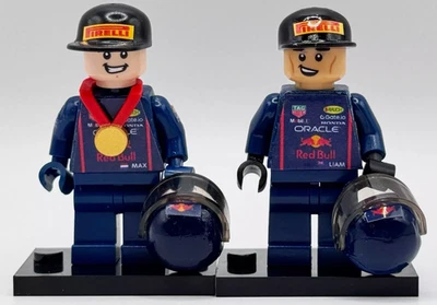 LEGO F1 Formula 1 Minifigure Max Verstappen and Liam Lawson - 2025 Red Bull - Image 1 of 4