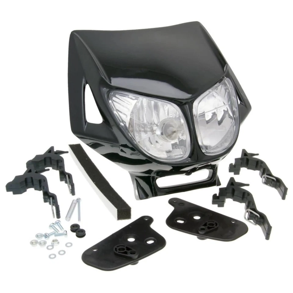Vorderlicht Schwarze Scheinwerfermaske mit Doppeloptik für Enduro-Bikes inkl. An - Bild 1 von 1