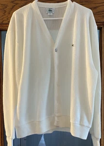 Vintage Izod Lacoste Sweater Mens XL Cream Orlon Acrylic USA Cobain 70s Grandpa - Picture 1 of 7