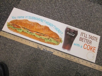 COCA COLA Coke 1950-е субсэндвич магазин содовой дисплей знак закусочная ресторан ЛЕГКИЙ - Изображение 1 из 2