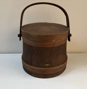 Wood Firkin Sap Bucket with Lid & Swing Handle - Picture 1 of 7