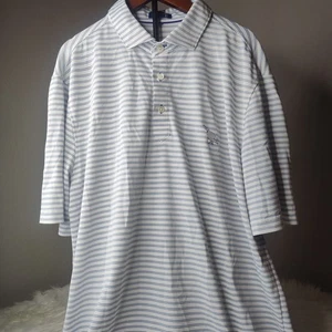 Stitch Short Sleeve Golf Polo Shirt Men's M/L Blue Striped Stretch - Picture 1 of 6