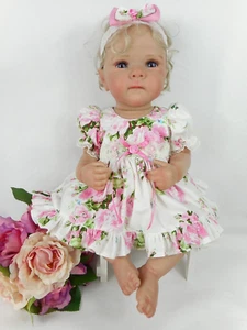 Dolls Clothes For 18”-19”REBORN DOLL~3 PIECE PINK ROSE LACE DRESS SET (NO DOLL) - Picture 1 of 7