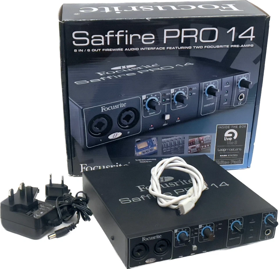 Focusrite Saffire Pro 14 8 In / 6 Out FireWire Recording Audio Interface + Cable - Image 1 of 4