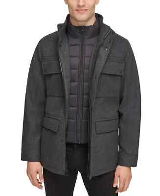 GUESS  Men's Water-Repellent Wool Blend  Zip-Out Jacket , Charcoal,  XL - Image 1 of 4