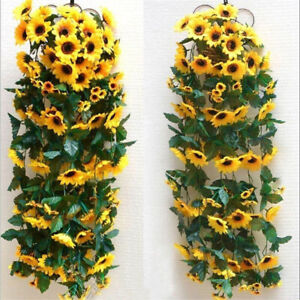 2.6m Artificial Yellow Sunflower Vine Garland Flower Home Wedding Party Decor US