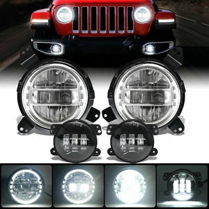 9" Brakect LED Halo Headlights 4" Fog Light Combo For Jeep Wrangler JL 2018-2022 - Picture 1 of 12