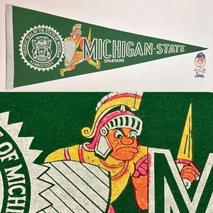 Vintage Michigan St State Spartans College University Mid Size Pennant 13x31 - Picture 1 of 13