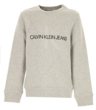 CALVIN KLEIN JEANS Boys Girls Unisex Grey Monogram Crew Sweater 13-14 Years BNWT