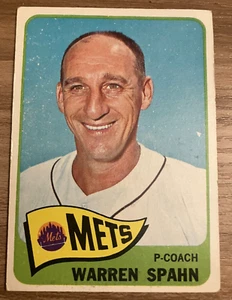 NUEVA YORK METS: 1965 Topps #205 Warren Spahn (HOF) - EN MUY BUEN ESTADO *Pliegue en la esquina* - Imagen 1 de 1