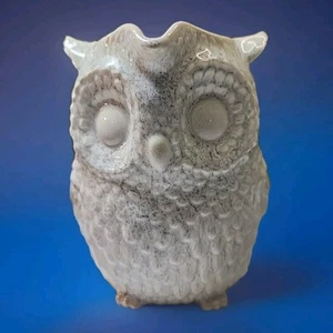 Handmade 7 Inch Ceramic 3D Owl Pitcher From Grasslands Road White w/Black Flecks - Picture 1 of 8