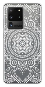 Coque en silicone imprimée compatible Samsung Galaxy S20 Ultra Mandala blanc - Photo 1 sur 3