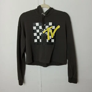 Divided Womens Cropped Hoodie MTV Size S Black Y2K Skater Streetwear Oversized - Picture 1 of 7