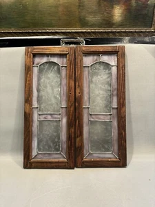 Pair of Vintage Leaded Slag Glass Built In Cabinet Door Panels - Picture 1 of 8
