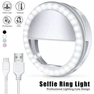 Selfie LED Light Ring Flash Clip Appareil Photo Rechargeable pour Téléphone & iPhone Tablettes - Photo 1 sur 12