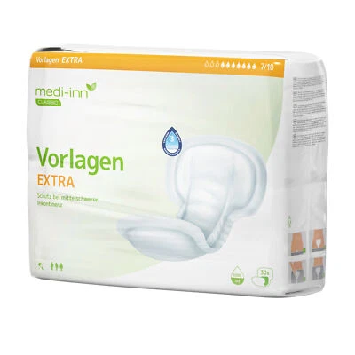 Medi-Inn Inkontinenz-Vorlagen EXTRA, 7 von 10 Tropfen, Unisex-Passform, weiß