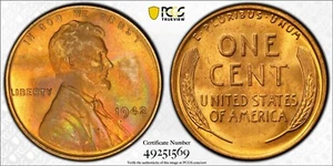 1942 Lincoln Wheat Cent PCGS MS65RB Toned Coin 1C Gold Shield Secure - Picture 1 of 17