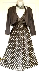 MONSOON POLKA DOTS VINTAGE STYLE OCCASION DRESS SIZE 12 with matching Bolero - Picture 1 of 10