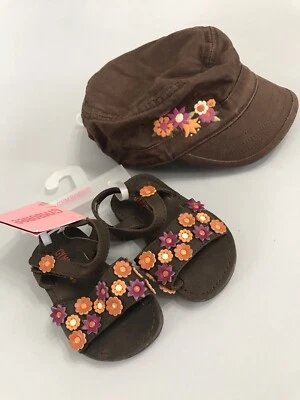 NWT GYMBOREE Savannah Sunset Sandals Hat 0-12 Shoes BABY Girls Size 4 $37 Set - Imagem 1 de 4