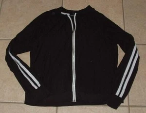 Black Jr Medium 5 / 6 Full Zip Soft Stretchy Lightweight Jacket DEREK HEART - Picture 1 of 1