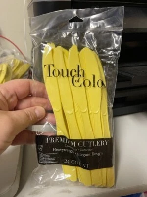 Mimosa Yellow Premium Cutlery Plastic Knives 24ct. Party Supply New!!! - Image 1 of 2