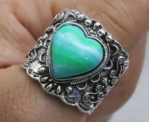 Anello fascia spessa cuore turchese - Foto 1 di 2