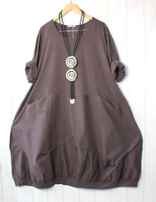 Moonshine Ballonkleid Kleid 48 50 52 Lagenlook Gr. 2 Braun Taschen Neu