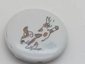 Cute Dog Frolicking Button Badge Pleasant Company 1994 American Girl - Picture 1 of 3