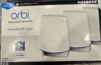 Netgear Orbi WiFi 6 AX4200 1 Router 2 Satellites 7+ Rooms 4.2 Gbps- Open Box- - Image 1 of 4