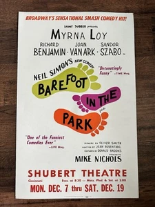 Poster cartolina finestra Broadway tour a piedi nudi nel parco 22" x 14" teatro Shubert - Foto 1 di 8