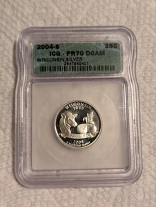 2004-S ICG PR70DCAM Silver Wisconsin State Quarter!!!!!!! - Picture 1 of 2