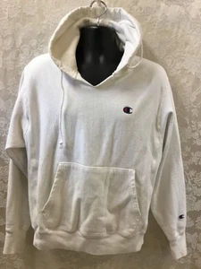 Champion Reverse Weave Blank White Hoodie Medium Cotton Acrylic Vintage 80 90s - Picture 1 of 9