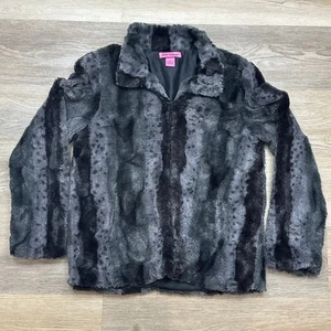 Betsey Johnson Faux Fur Gray/Black Super Soft Jacket Sz M Elegant! - Picture 1 of 12