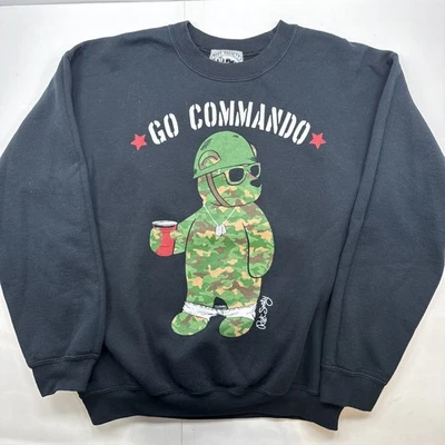 Sudadera negra talla MEDIANA para hombre Riot Society Go Commando camuflaje oso militar Foto 1 de 4