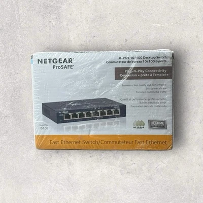 Netgear Prosafe FS108 8-PORT 10/100 Desktop Switch NEW - Image 1 of 4