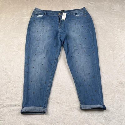 NUEVO Pantalones de mezclilla capri de tiro bajo Lane Bryant para mujer talla 22 puño enrollable relajado Foto 1 de 4