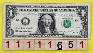 Six of a Kind 1s Five In A Row In A Row 1s Fancy Serial Number One Dollar Bill - Picture 1 of 8