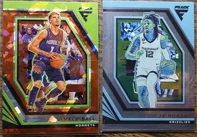 Lote (2) Panini Flux LaMelo Ball Hornets Cracked Ice #41 SP NBA 2022 Ja Morant Foto 1 de 2