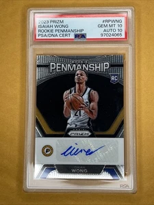 2023-24 Panini Prizm ISAIAH WONG Rookie Penmanship #RP-WNG PSA 10 AUTO 10 - Picture 1 of 2