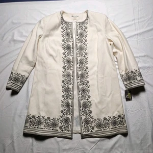 NWT Peter Nygard Women's 16 Wool Blend Embroidered Elegant Jacket Ivory - Picture 1 of 14
