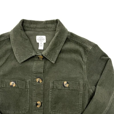 St John's Bay Women 0X Corduroy Stretch Olive Green Jacket Blazer Fall Everday - Image 1 of 4
