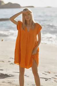 Vestido túnica Anthropologie Maeve Julieta en capas naranja talla 3XL boho festivo - Imagen 1 de 14