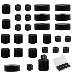 30 Pcs Rubber Washers Round Black Spacer 3 Sizes Thick Rubber Flat Bushing fo... - Picture 1 of 6